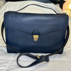 Marc Jacobs Sleek Navy Blue Leather Top Handle Satchel Strap Minimalist Unisex